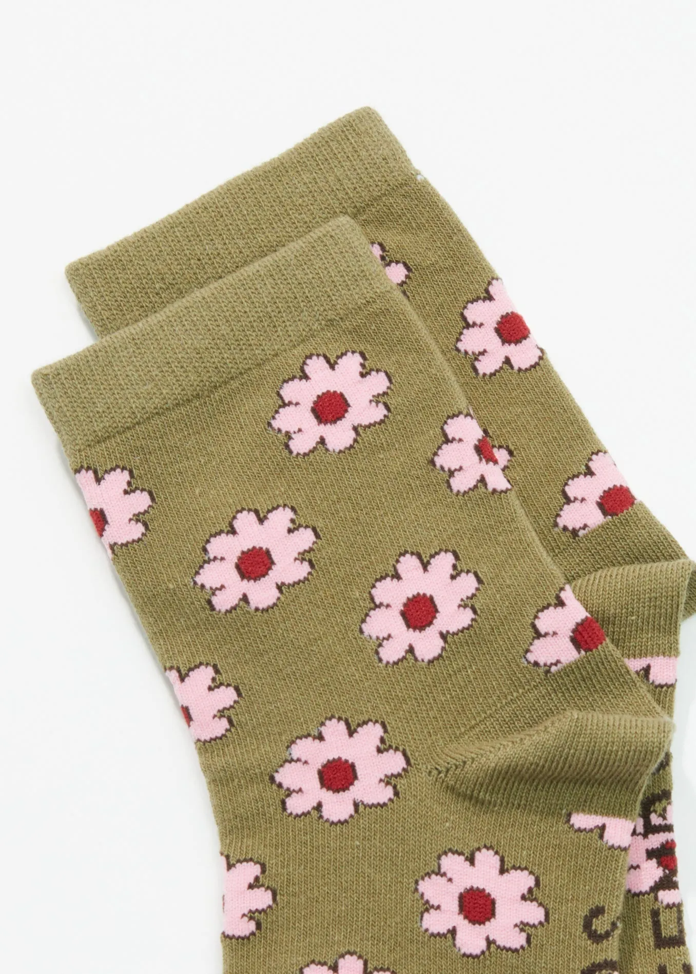 AFENDS Unisex Flower - Crew Socks - Olive