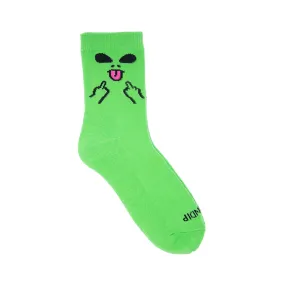 Alien Face Mid Socks (Green)