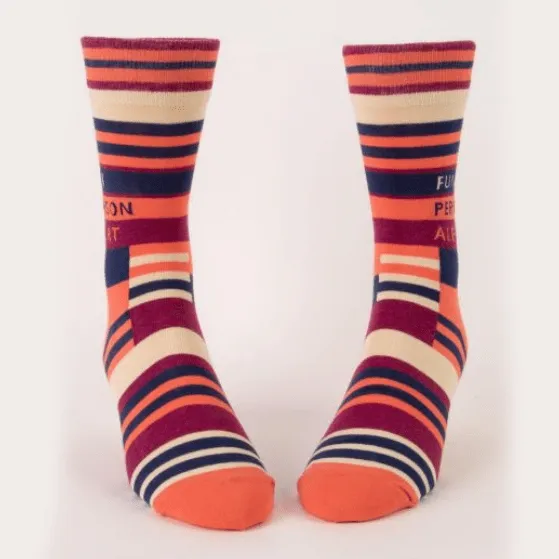 Blue Q "Fun Person Alert" Crew Socks - Men's