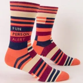 Blue Q "Fun Person Alert" Crew Socks - Men's