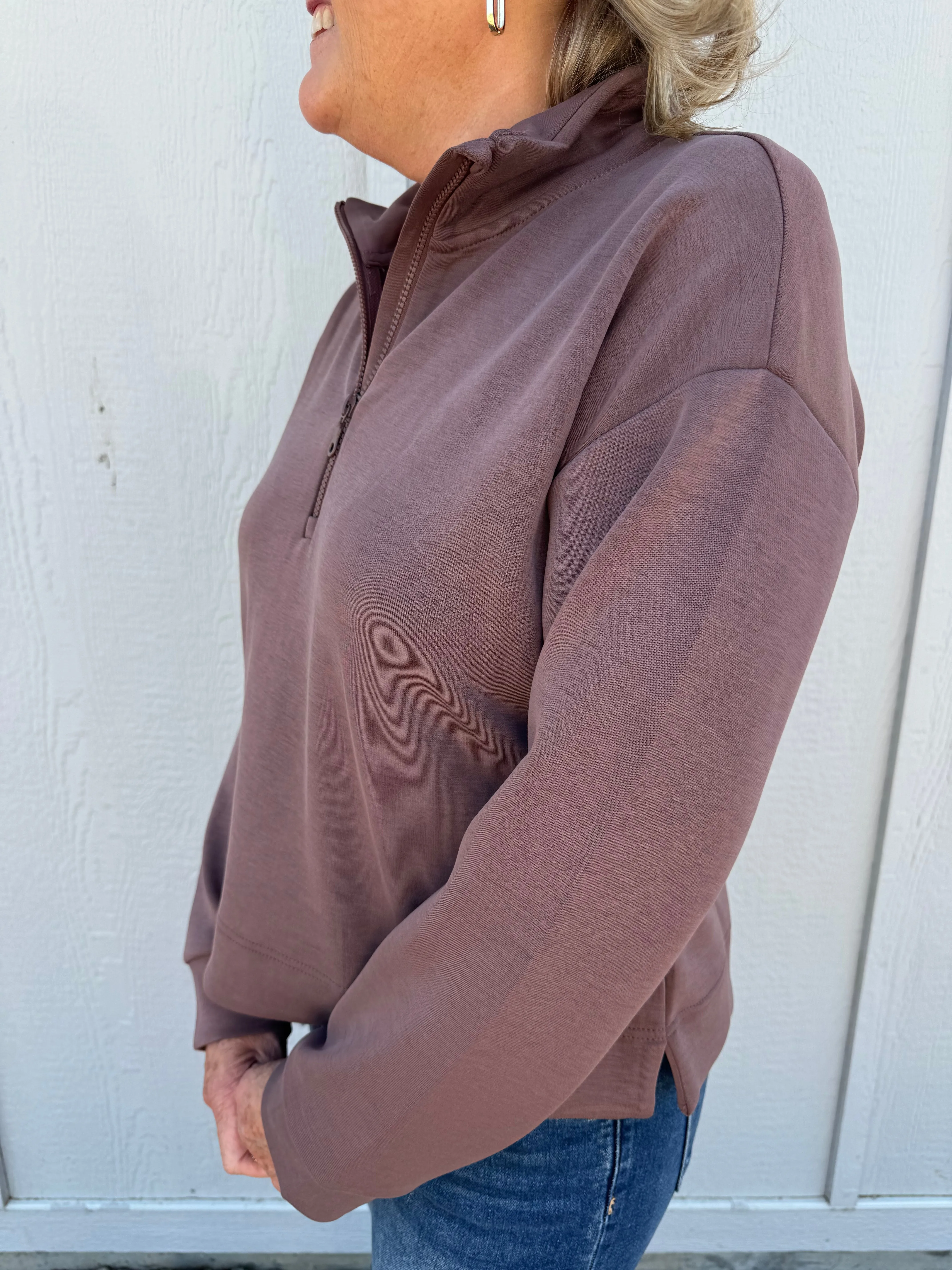 CHENEY RED BEAN QUARTER ZIP SWEATSHIRT