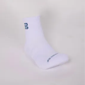 Cushion Run Current Quarter Socks - White with Steel Blue - 2 Pack