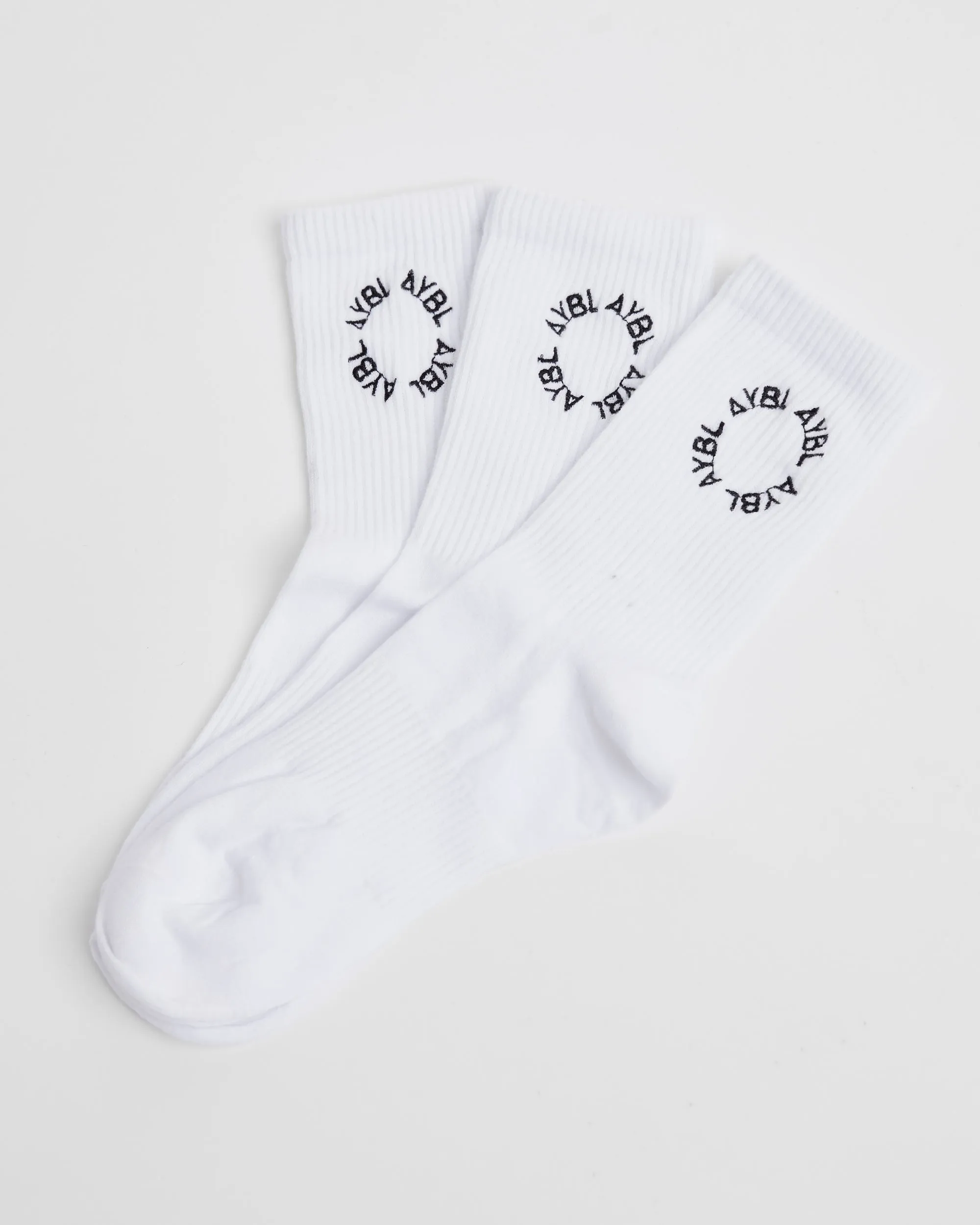 Everyday Embroidered Crew Socks (3 Pack) - White