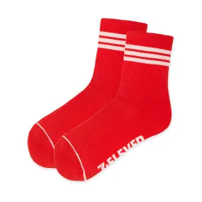 Half Crew Stripe Socks - Red