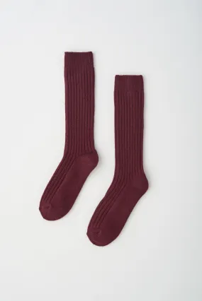 Cozy Burgundy Highlands Sweater Socks - Warm, Soft Knit for Ultimate Comfort