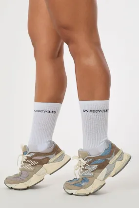 I'm Recycled Sweat Wicking Crew Socks | Recycled Polyester | White