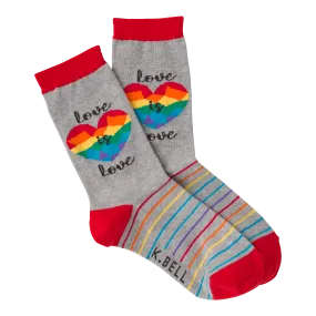 K.Bell Women's Love Is Love Crew Socks