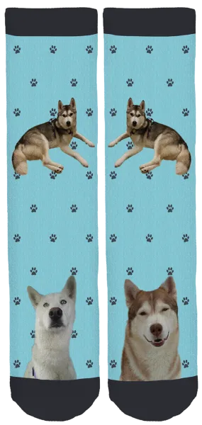 Limited Edition Hairy Houdini Siberian Husky Rescue Crew Socks