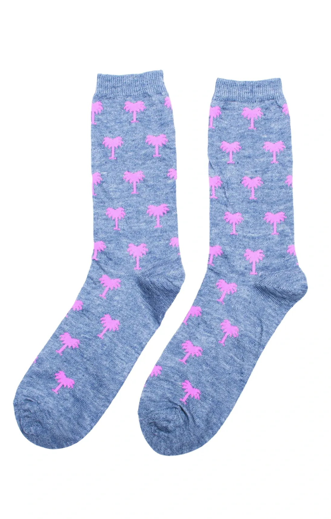 Linen Palm Tree Crew Socks