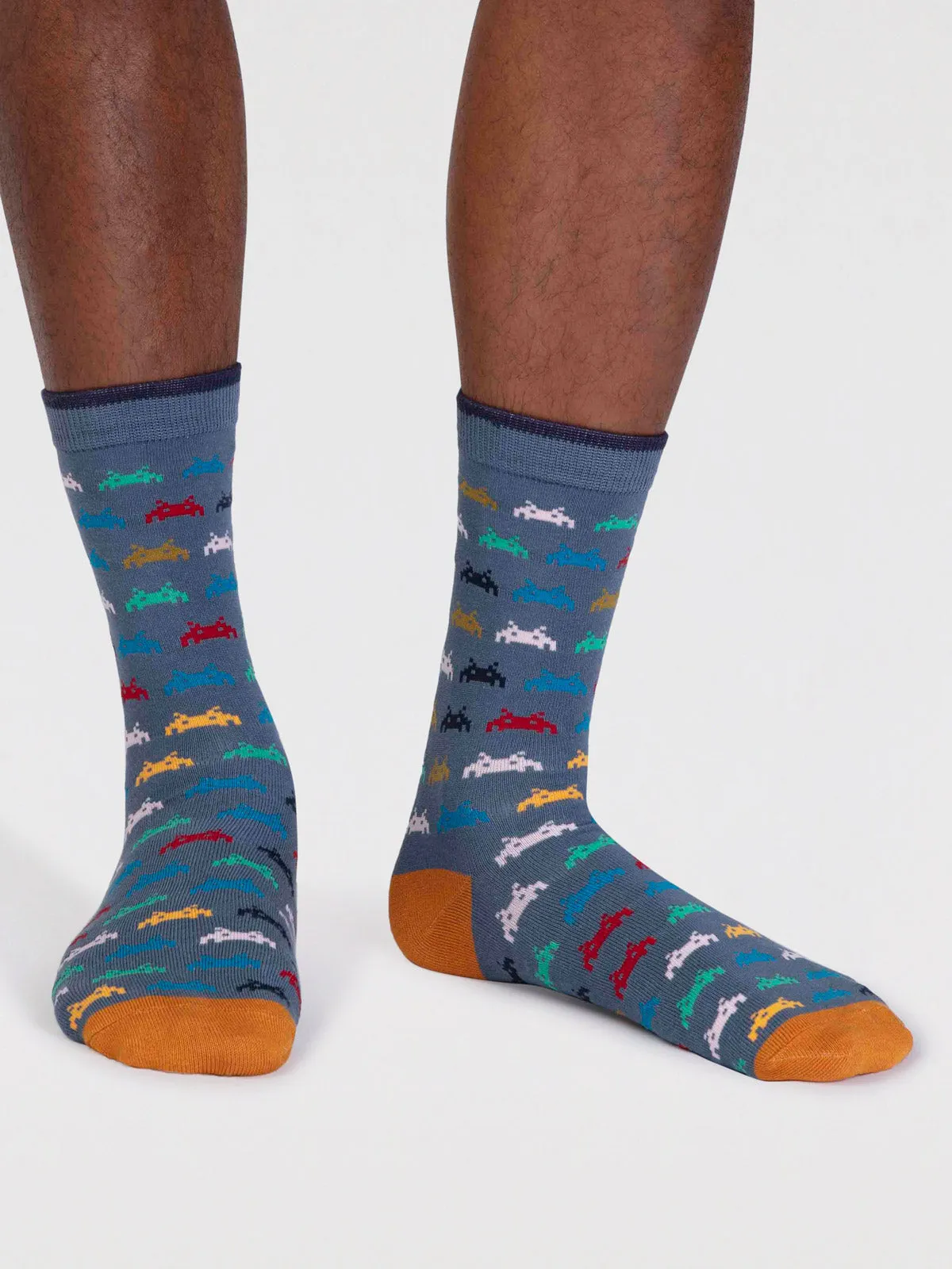 Lucas Bamboo Arcade Socks. - Misty Blue