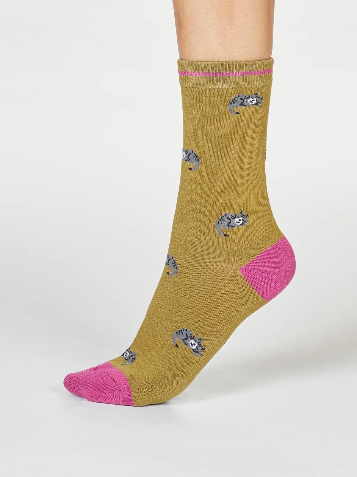 Lula Cat Socks - Herb Green