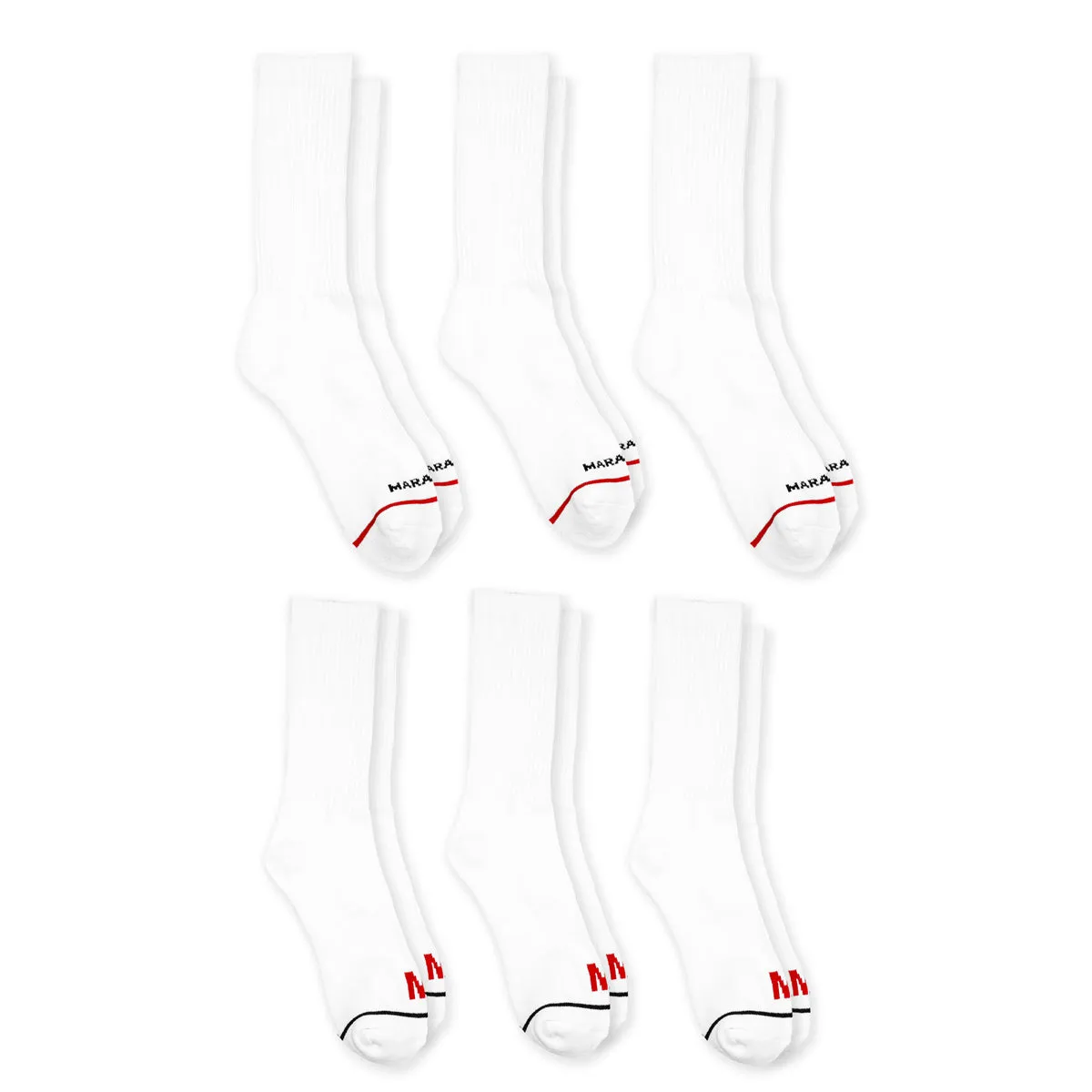 Marathon White Socks - 6-Pack