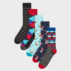 Mens 5pk Happy Socks Lighthouse