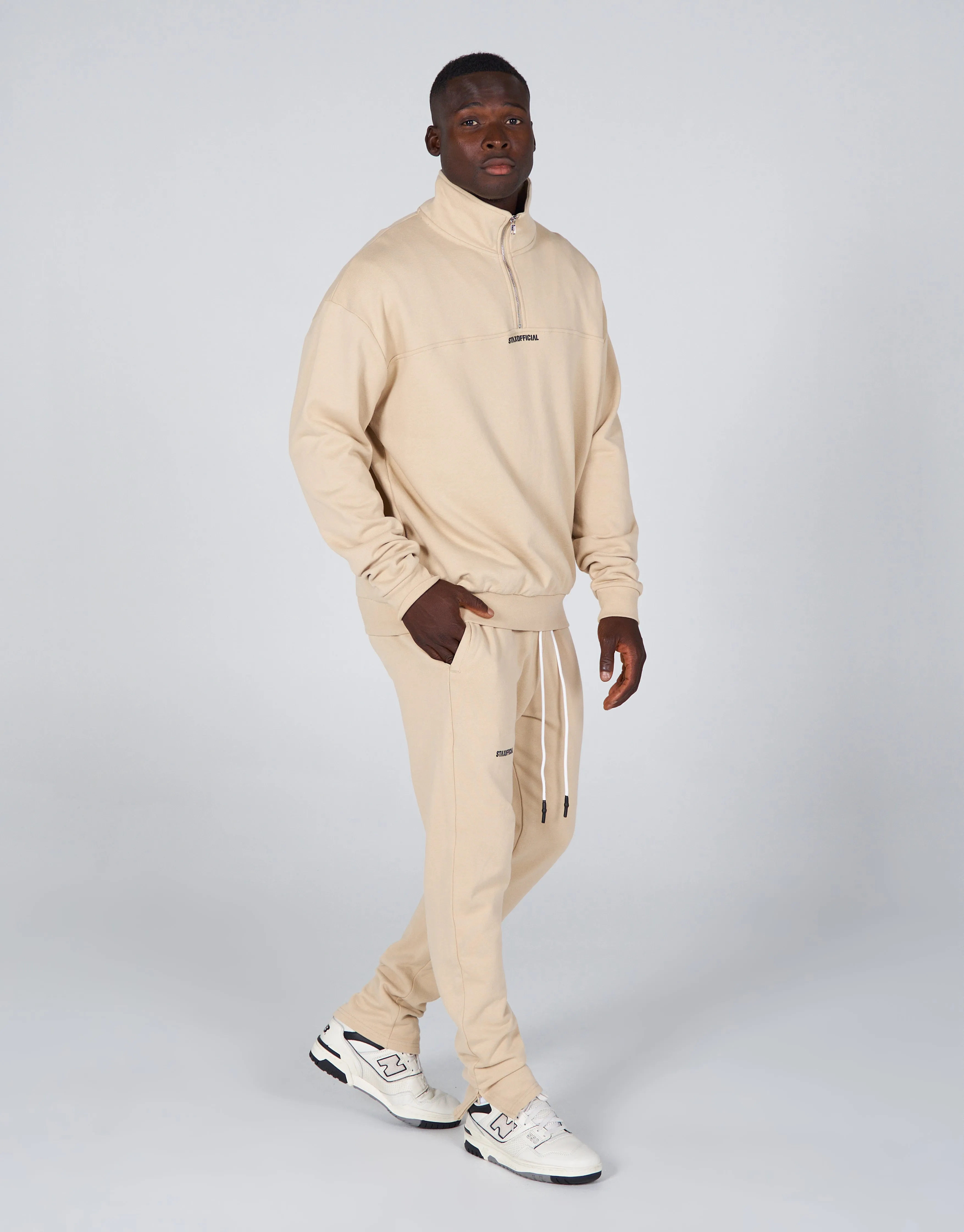 Mens Quarter Zip Crew- Cream