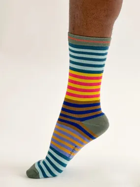 Reid Stripe Bamboo Socks - Green