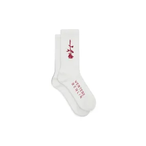 REVERSE ROSE TENNIS SOCKS - WHITE RED