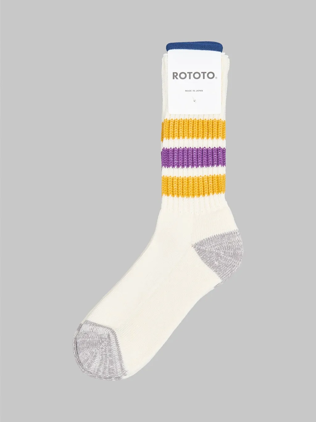 ROTOTO Coarse Ribbed Oldschool Crew Socks Yellow/Purple