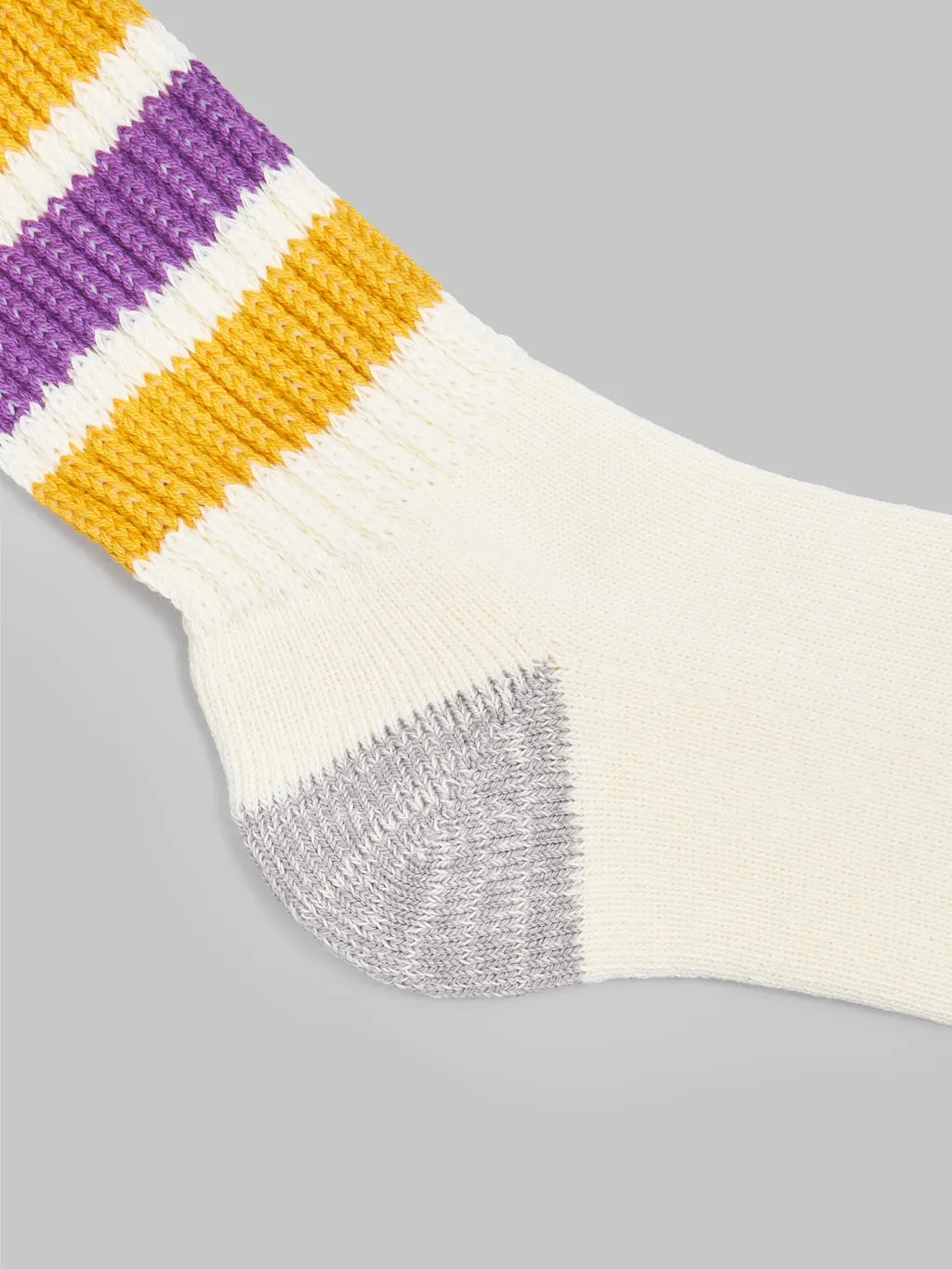 ROTOTO Coarse Ribbed Oldschool Crew Socks Yellow/Purple