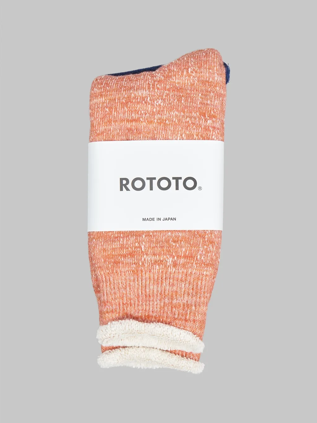 ROTOTO Double Face Crew Socks "Merino Wool & Organic Cotton" Orange