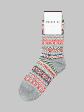 ROTOTO Jacquard Crew Socks Fairisle Grey