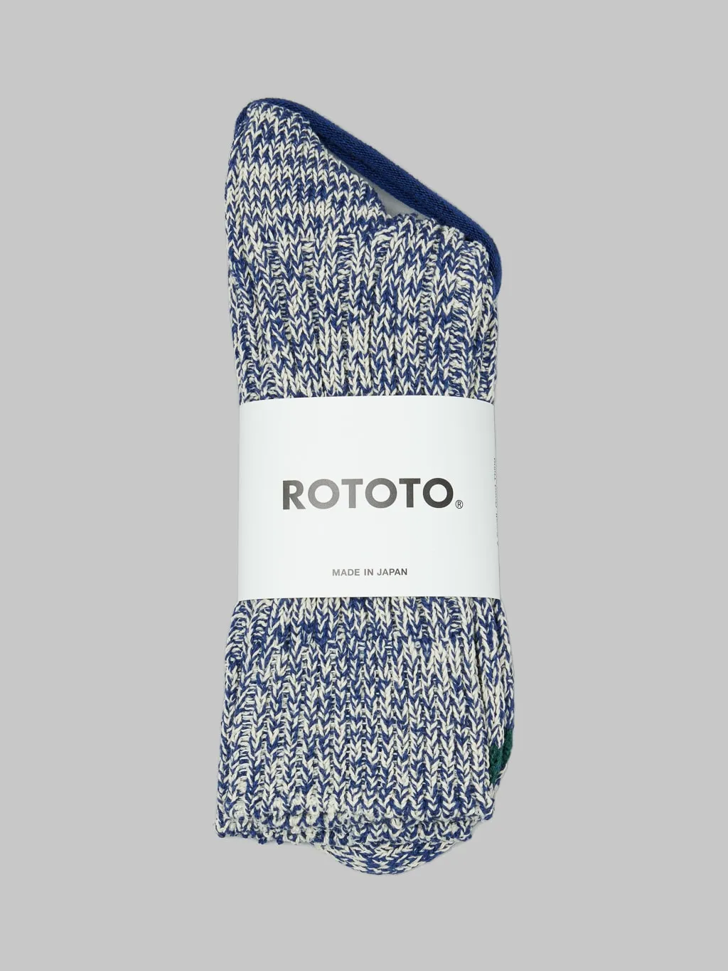 ROTOTO Recycle Cotton Ribbed Crew Socks Blue/Ivory