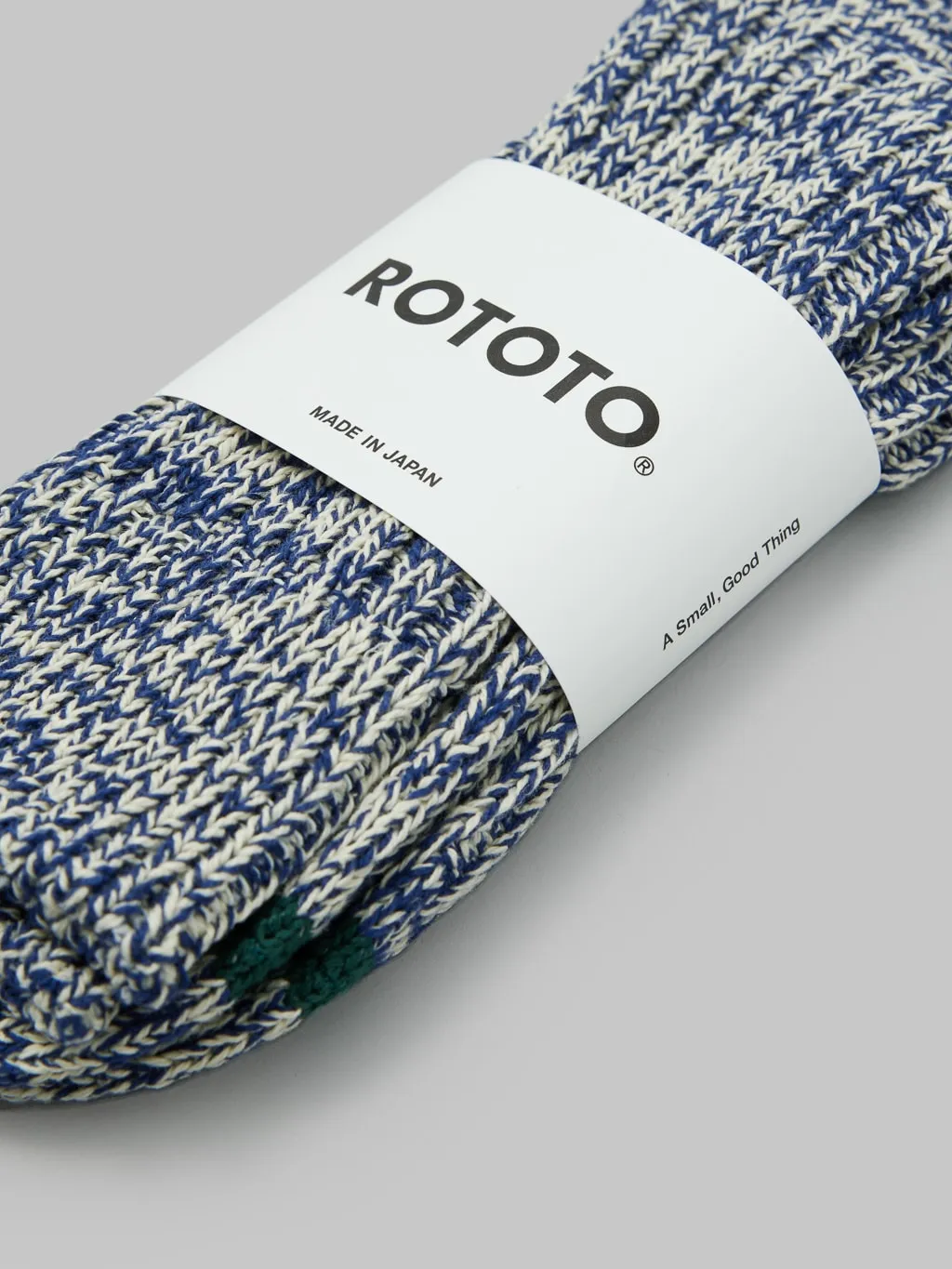 ROTOTO Recycle Cotton Ribbed Crew Socks Blue/Ivory