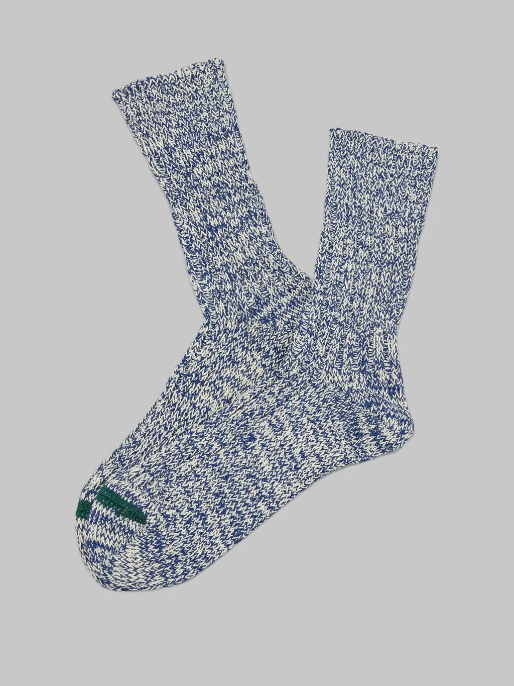 ROTOTO Recycle Cotton Ribbed Crew Socks Blue/Ivory