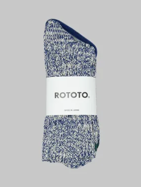 ROTOTO Recycle Cotton Ribbed Crew Socks Blue/Ivory