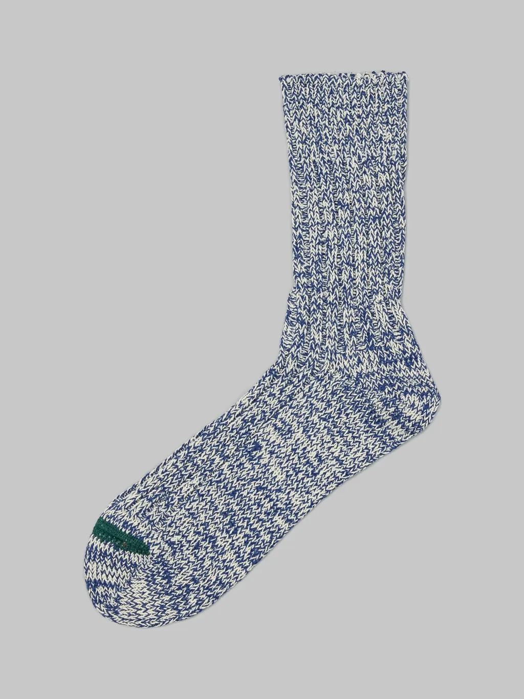 ROTOTO Recycle Cotton Ribbed Crew Socks Blue/Ivory