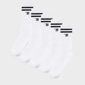 Threadbare Mens White 5pk Socks