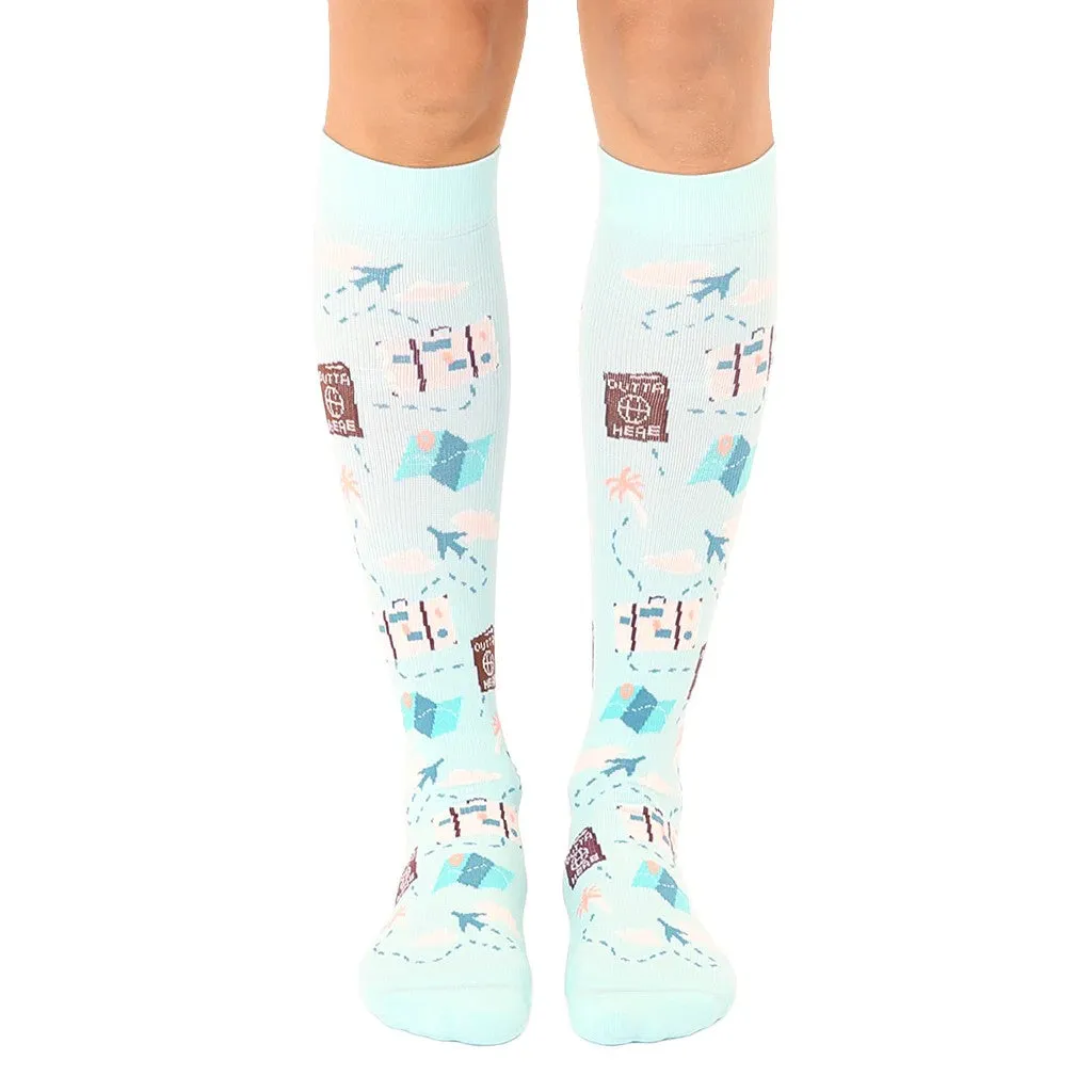 Travel Print Compression Socks with 15-20 mmHg